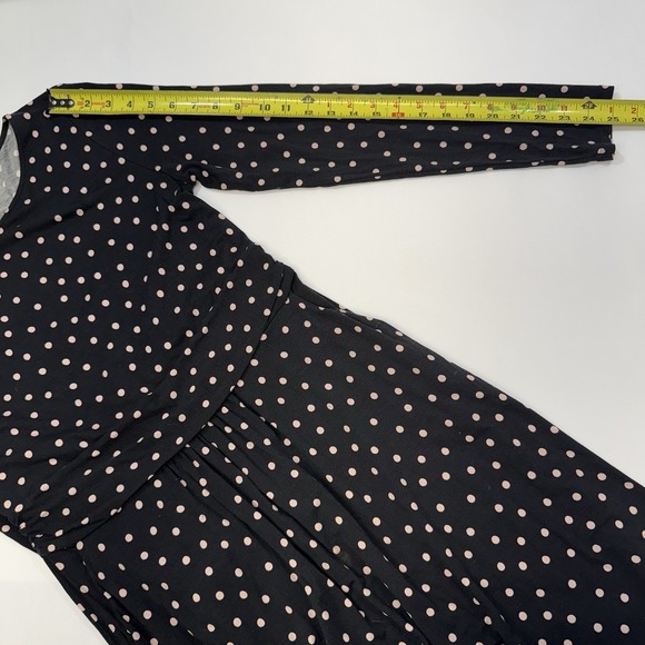 Boden Abigail Dress Womens 10R Polka Dot Navy Pink Midi Long Sleeve Jersey Knit - Picture 16 of 16